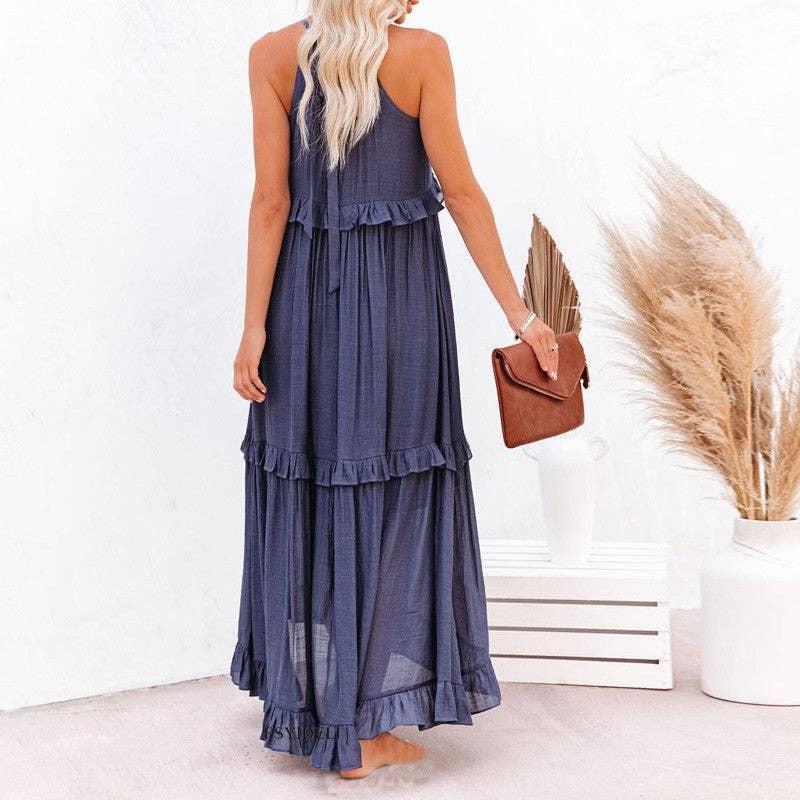 Ruffle Hem Maxi Dress - 2 Colors