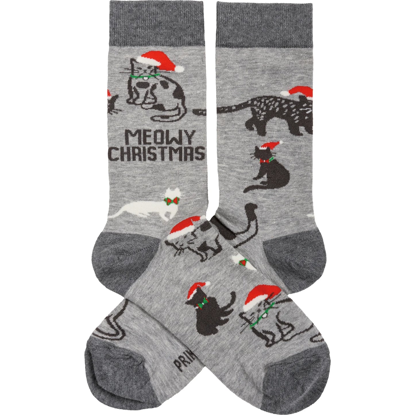Meowy Christmas Cat Socks - Unisex, One Size