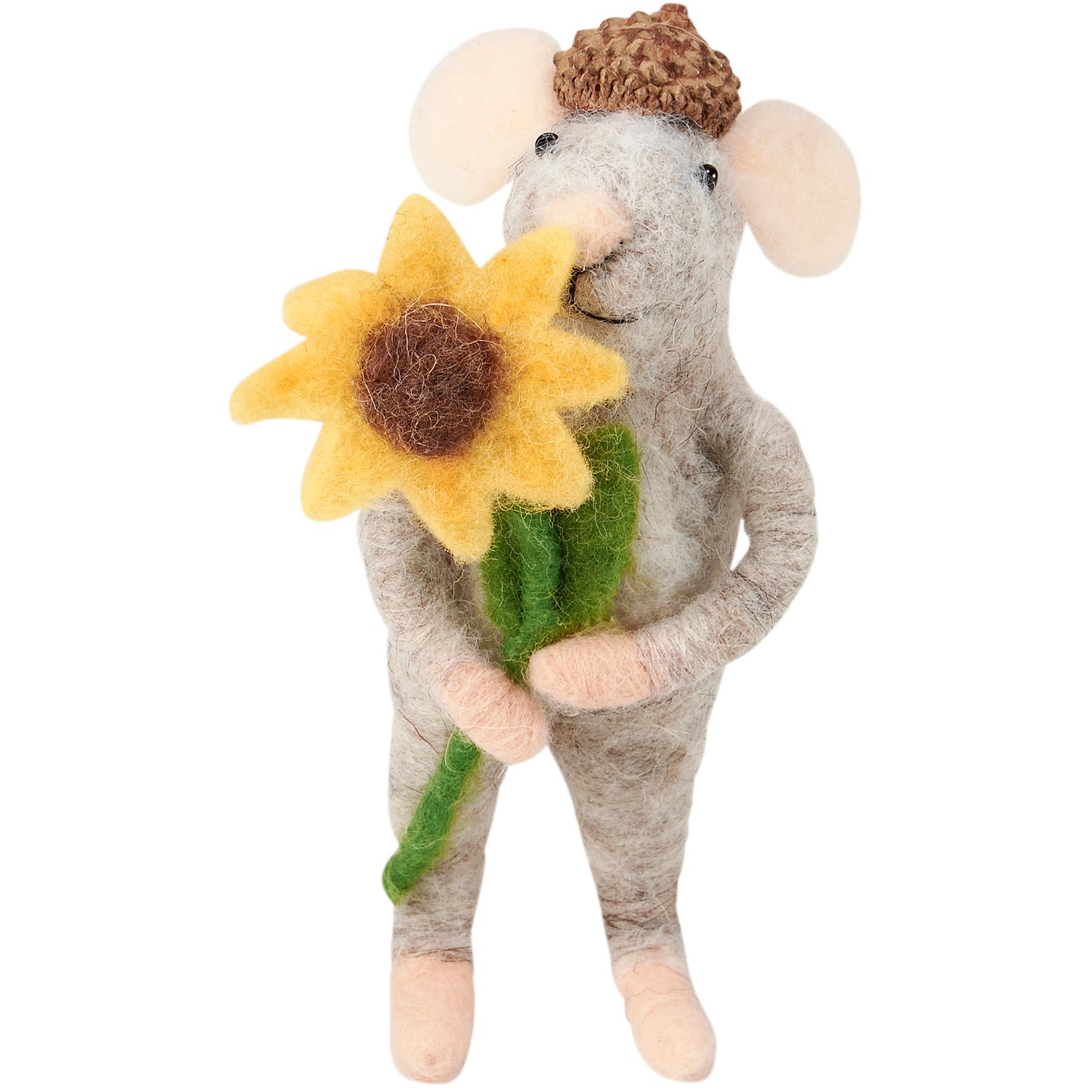 Sunflower Acorn Hat Felt Mouse Critter