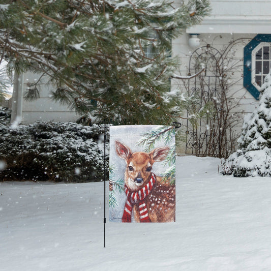 Winter Deer Garden Flag