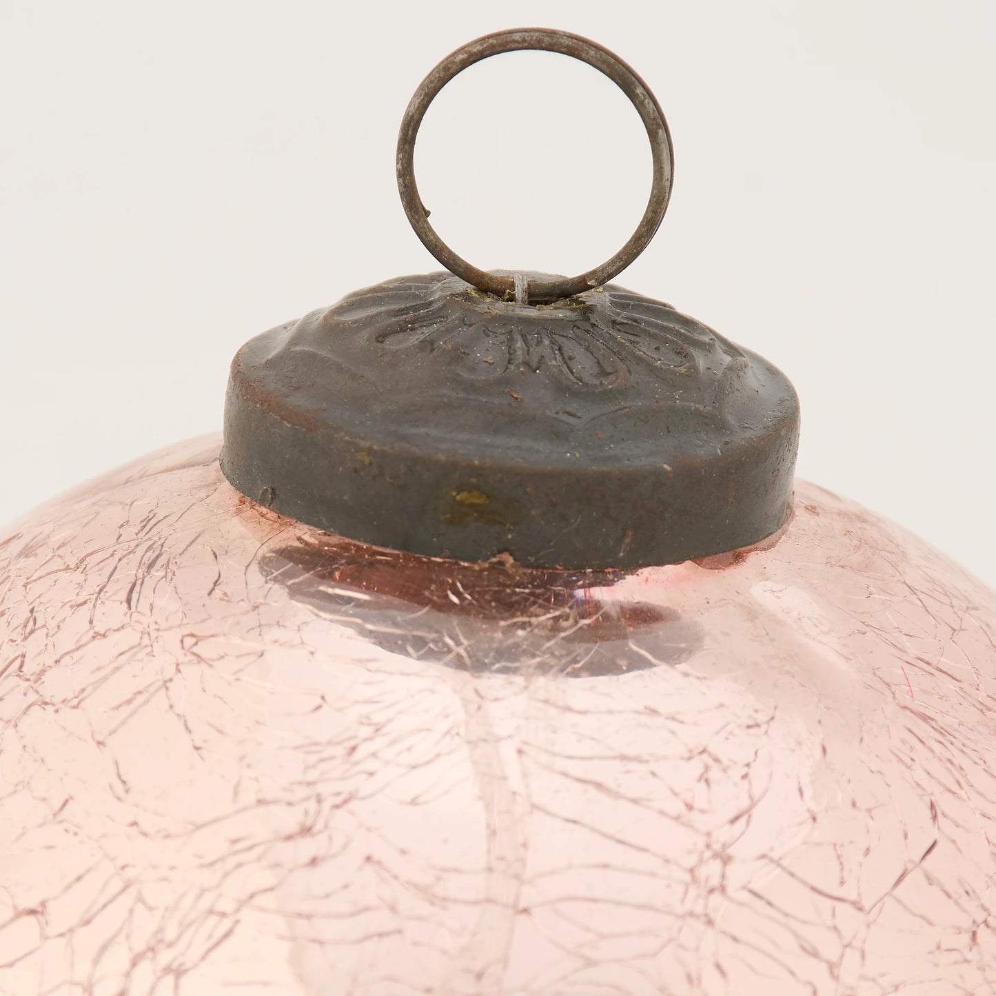 Pink Crackle Glass Ball Christmas Ornament
