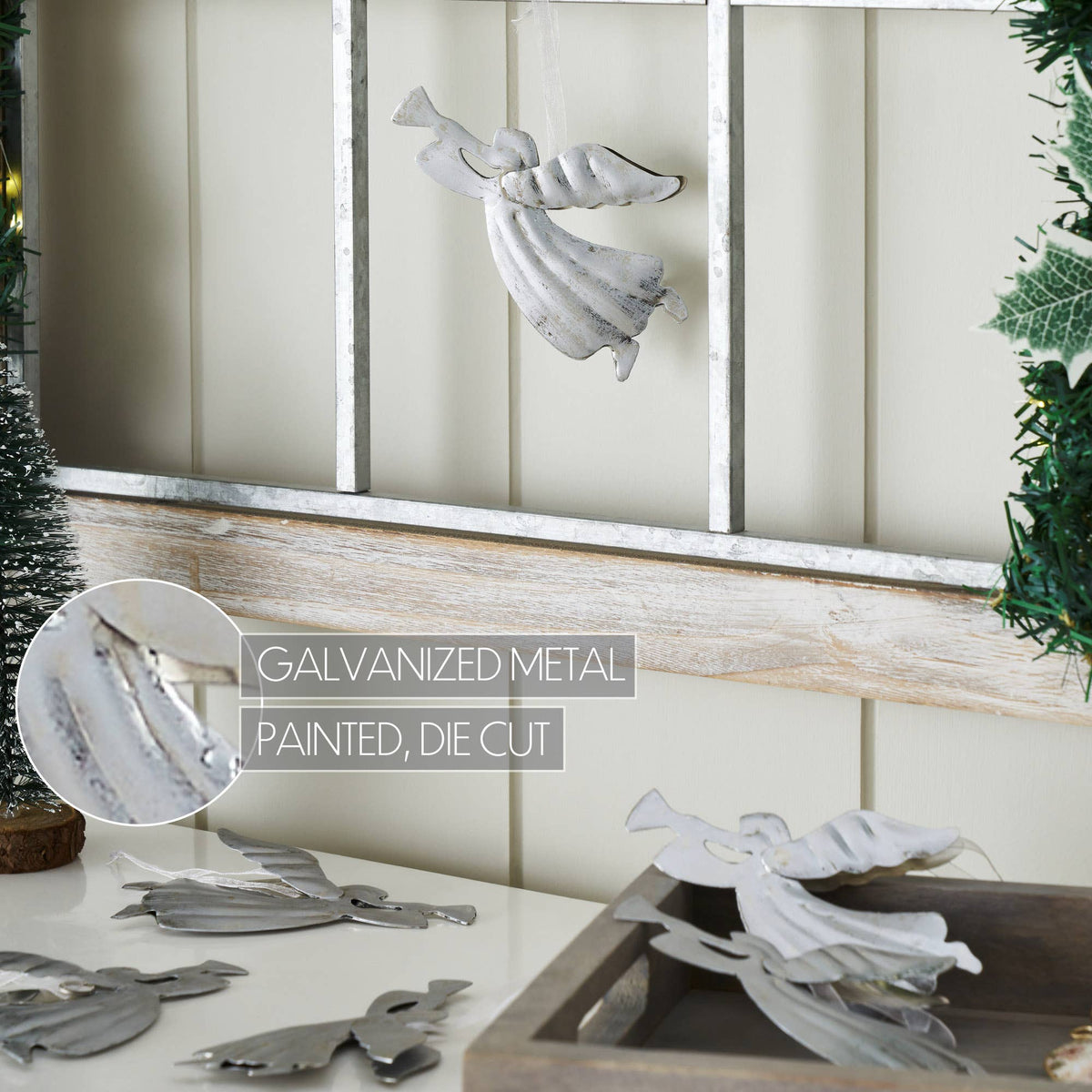Brushed Metal Angel Christmas Ornament