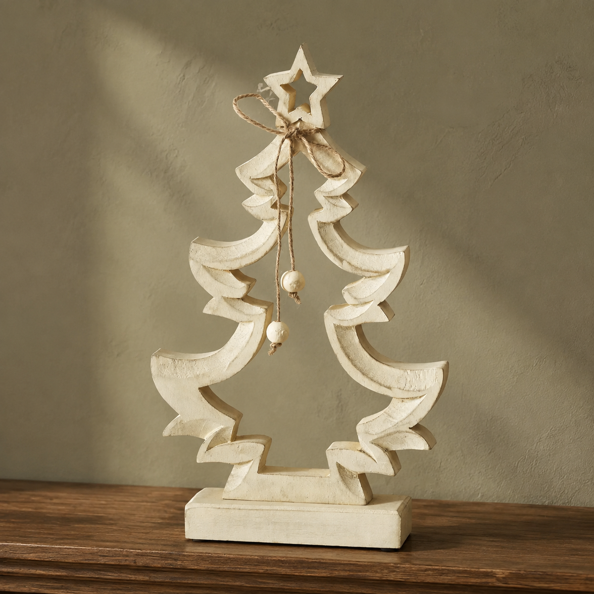 Everwhim Distressed Cream Wooden Christmas Tree - 2 Sizes