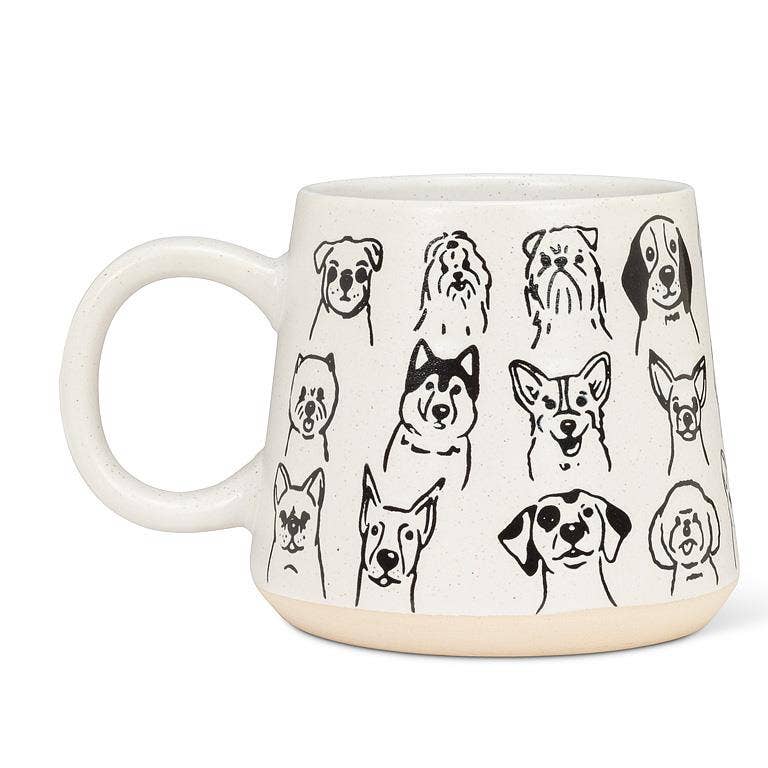 Oversized Stoneware Mug with Dogs - 4"H