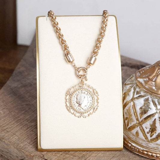 Heirloom Reverie – Ornate Coin Pendant Necklace
