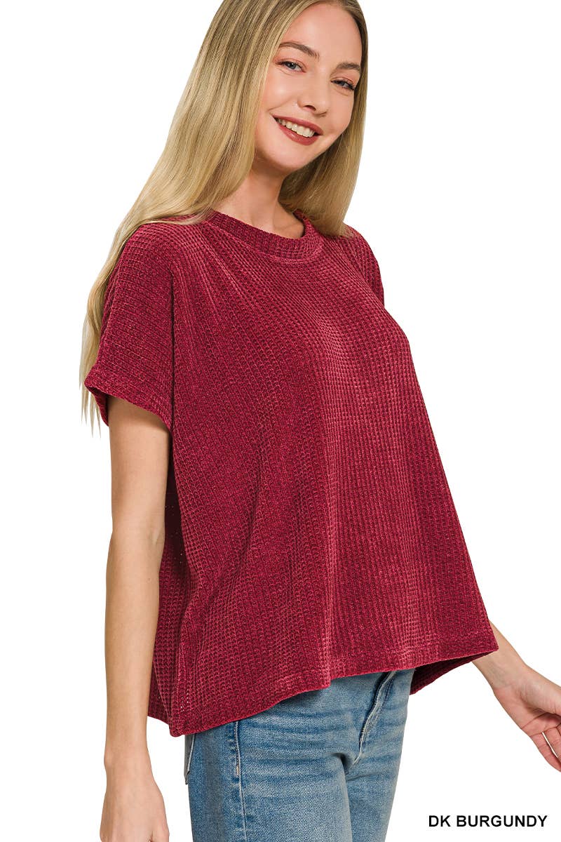 Chenille Waffle Cap Sleeve Sweater - Color Options