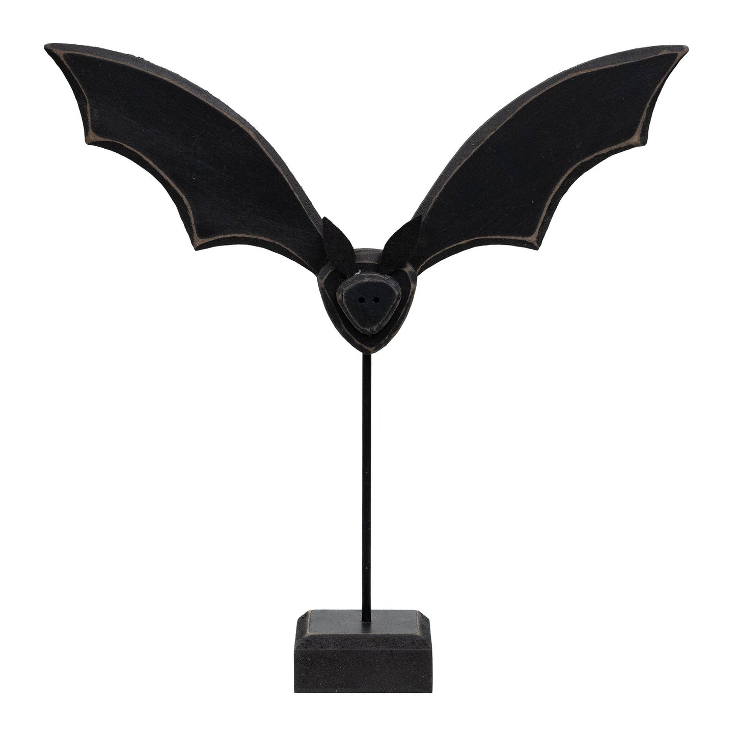 Spooky Wooden Flying Bat on Base