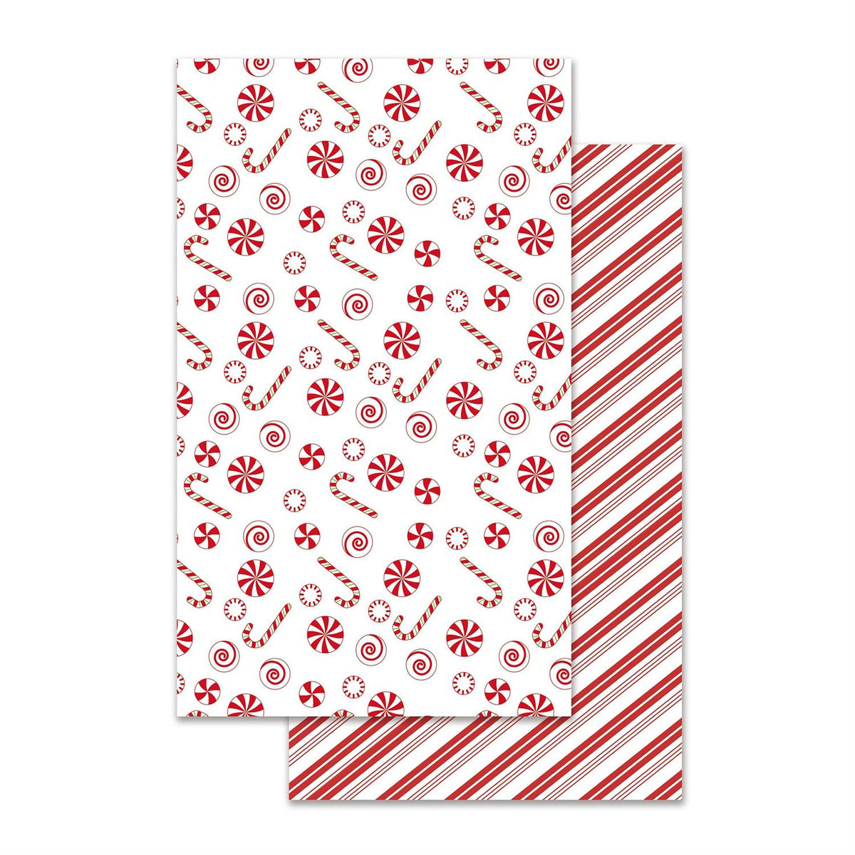 Candy Cane and Peppermint Quick Dry Waffle Weave Kitchen Towel - Double-Sided