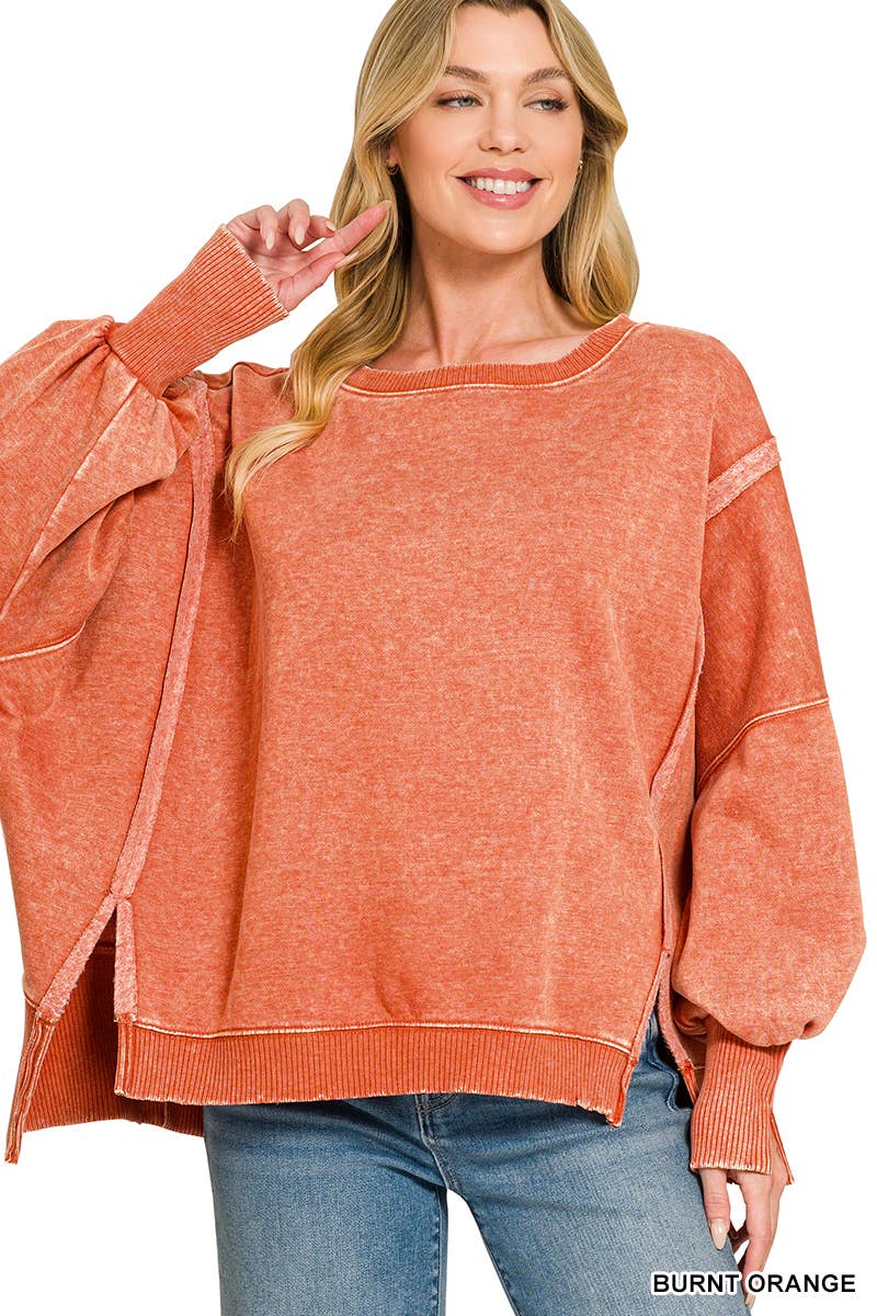 Acid Wash Batwing Sleeve Sweatshirt