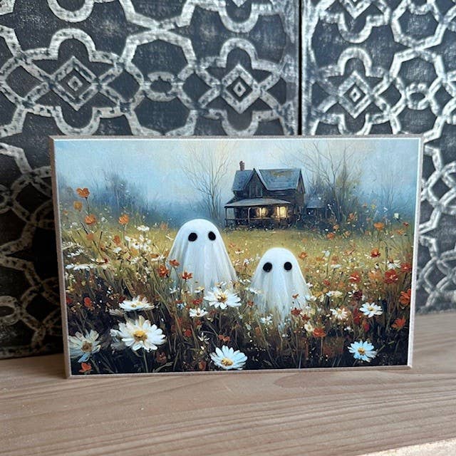 Fall Ghost Wildflower Field Block Sign