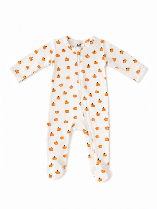 Pumpkin / Organic Pointelle 2-Way Zip Infant Footie Pajama