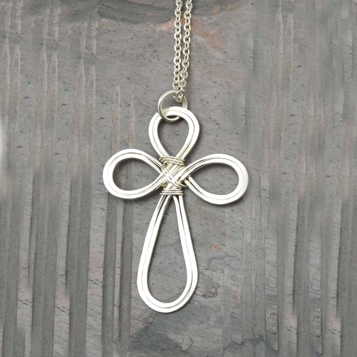 Rounded Cross Silver Plated Pendant Necklace