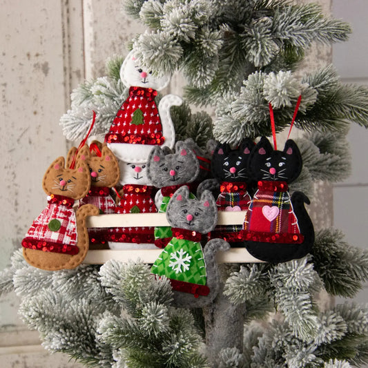 Felt Christmas Cat Ornament - 4 Options