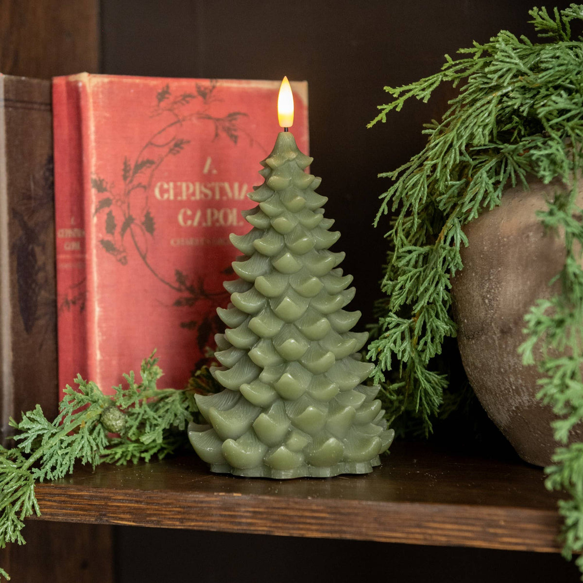 Dark Green Flameless LED Balsam Tree Candle