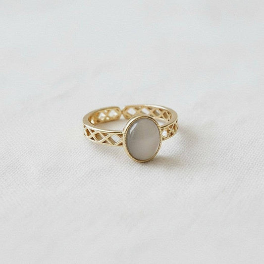 Neutral Gemstone Adjustable Ring