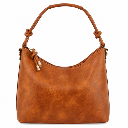 Vegan Leather Hobo Bag With Detachable Shoulder Strap - Color Options