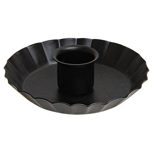 Black Metal Fluted Taper Candle Holder