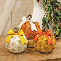 Resin Sunflower Pumpkin with Bow