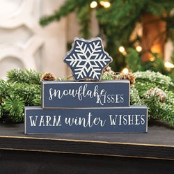 Snowflake Kisses Mini Block Sign Collection - 3 Coordinating Options WInter Decor