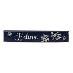 Snowflake Mini Stick Sign - 3 Options, Merry Christmas, Believe or Peace & Joy