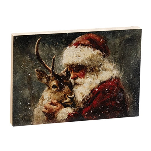 Santa & His Reindeer Block Sign