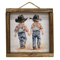 Two Little Cowboys Framed Print 8" x 8"