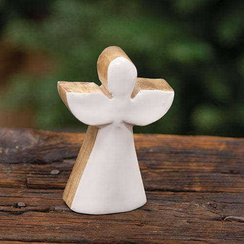 Wood and Enamel Angel Silhouette Block Sitter