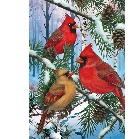 Woodland Winter Cardinals House Flag