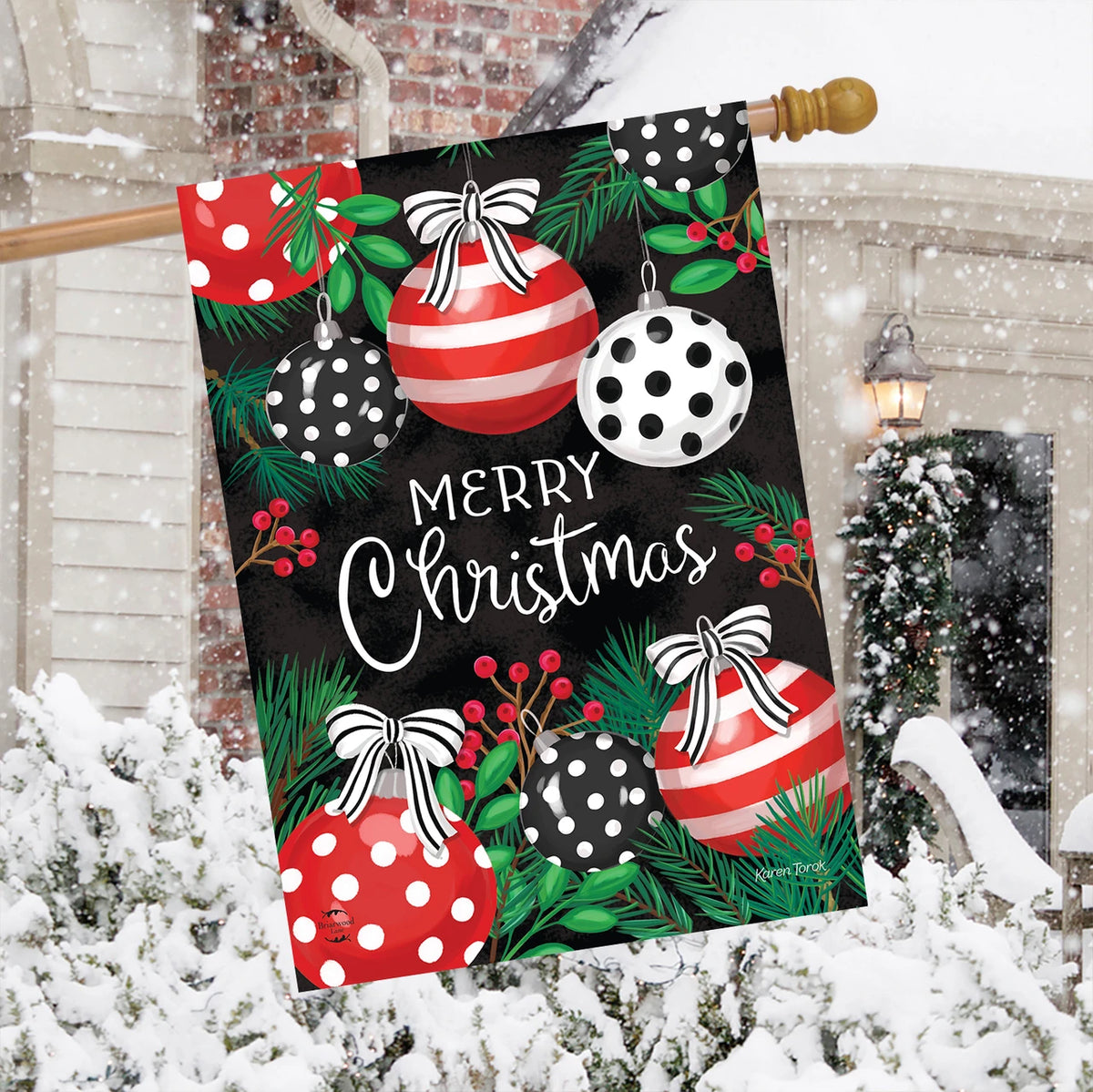 Festive Christmas Ornaments House Flag