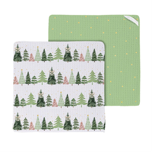 Shades of Emerald Trees Kitchen Dishcloth - 3 Pack