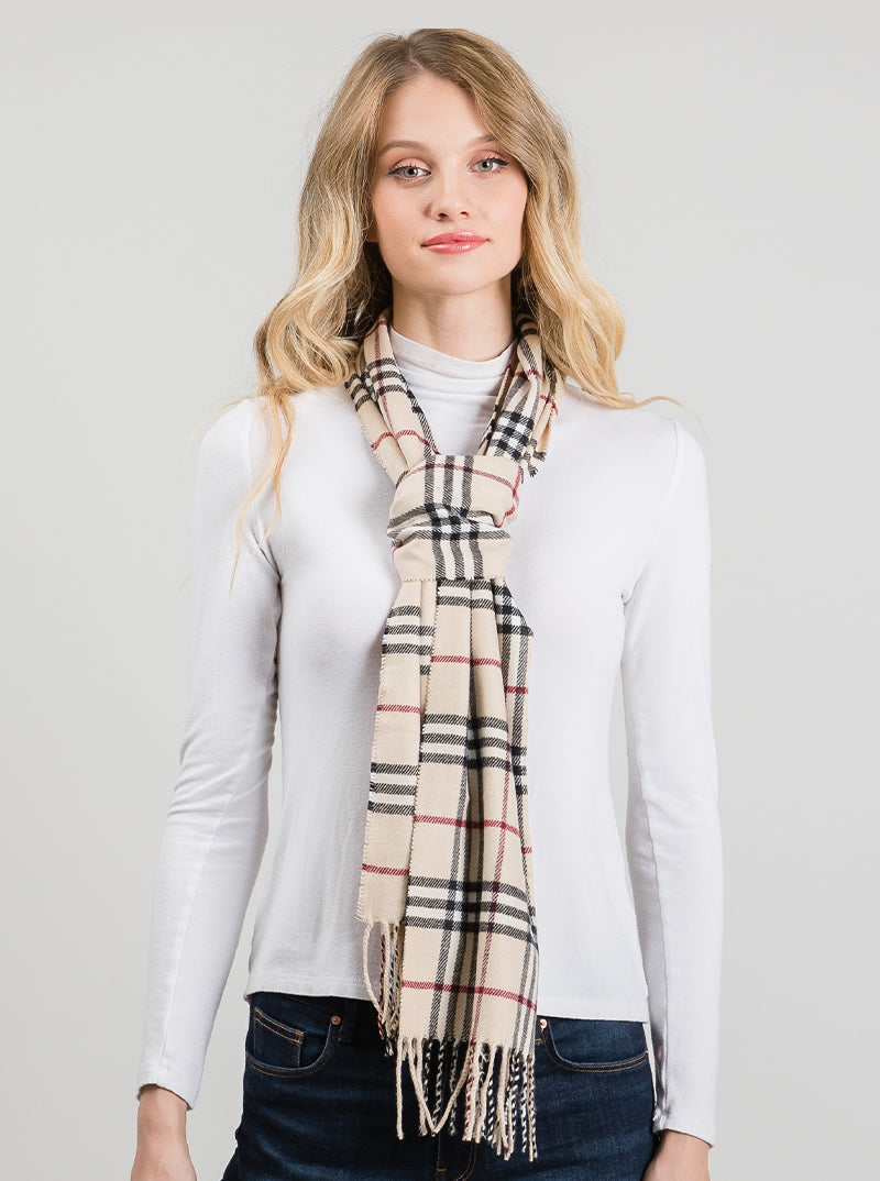 Plaid Fringe Oblong Scarf - Color Options