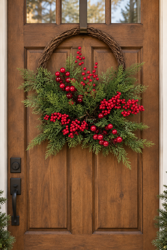 Wall Basket Decor with Pine & Berries
