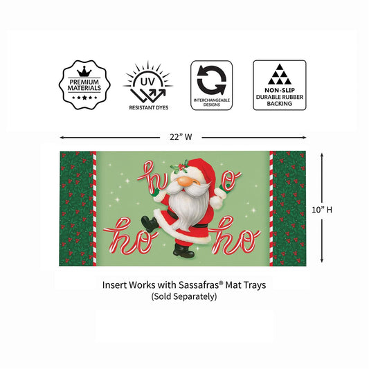 Ho Ho Ho Gnome Santa Evergreen Sassafras Door Mat Insert