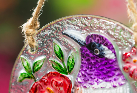 Round Hummingbird Glass Suncatcher - 4 Designs