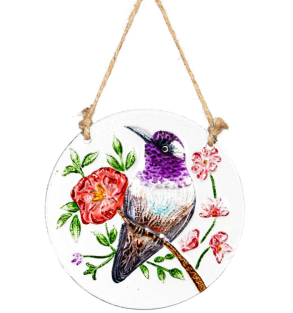 Round Hummingbird Glass Suncatcher - 4 Designs