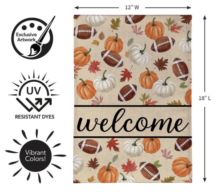 Game Day Welcome Fall Football Garden Flag