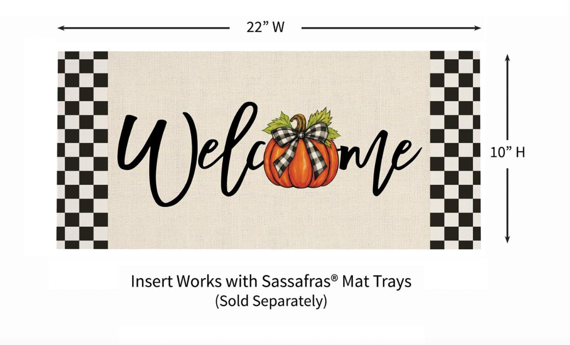 Checkered Bow Pumpkin Sassafras Switch Mat Doormat Insert