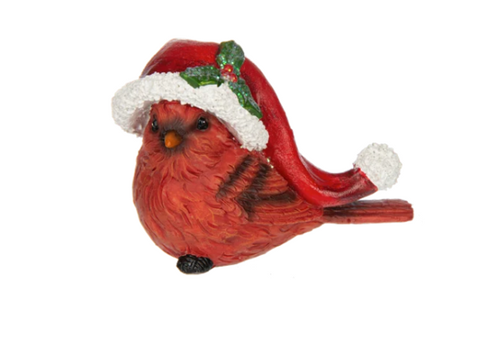 Christmas Resin Cardinal with Santa Hat - 3 Styles