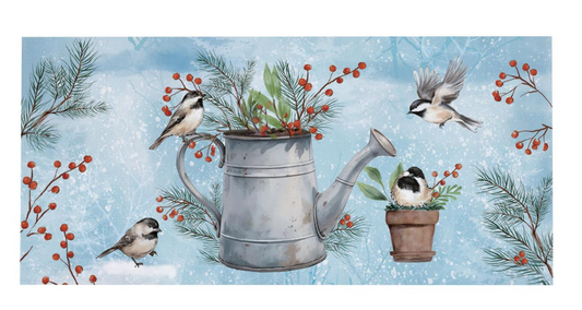Snowbirds Chickadee Watering Can Sassafras Switch Mat Doormat Insert
