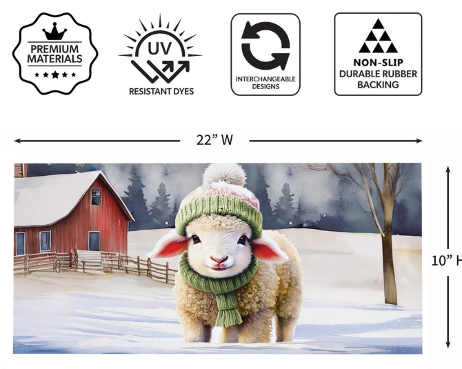 Holly Homestead Winter Lamb Sassafras Switch Mat Doormat Insert