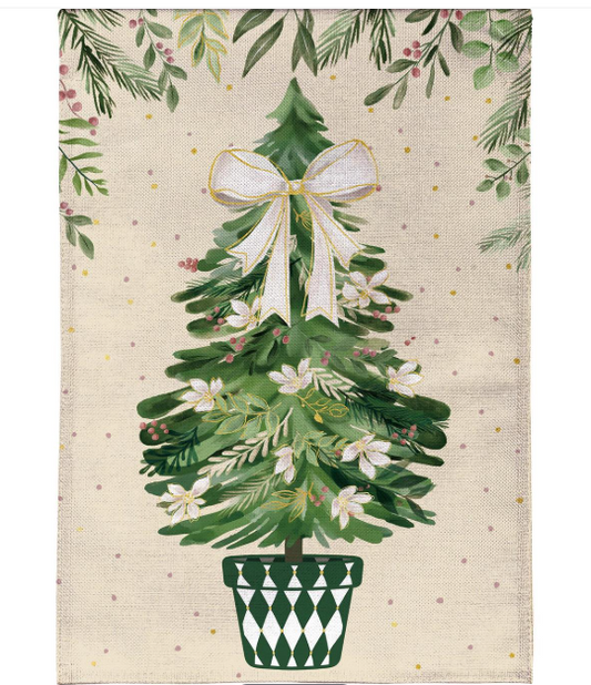 Shades of Emerald Burlap Garden Flag