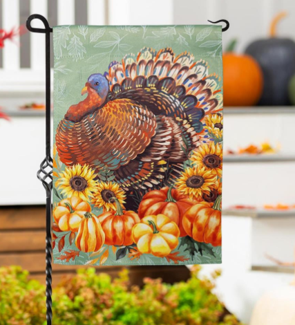 Grateful Gatherings Thanksgiving Turkey Garden Flag 12.5" x 18"