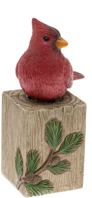 Resin Cardinal On Wood Like Post - 2 Styles