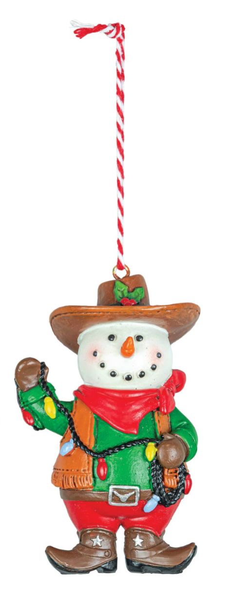 Christmas Cowboy Santa or Snowman Ornament