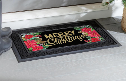 Floral Checkered Merry Christmas Sassafras Switch Mat Insert