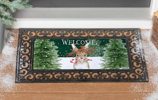 Candy Cane Rabbit Sassafras Switch Mat Doormat Insert