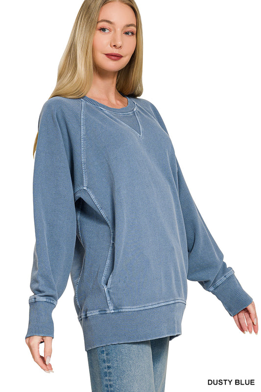 Pigment Dyed French Terry Pullover With Pockets - Color Options