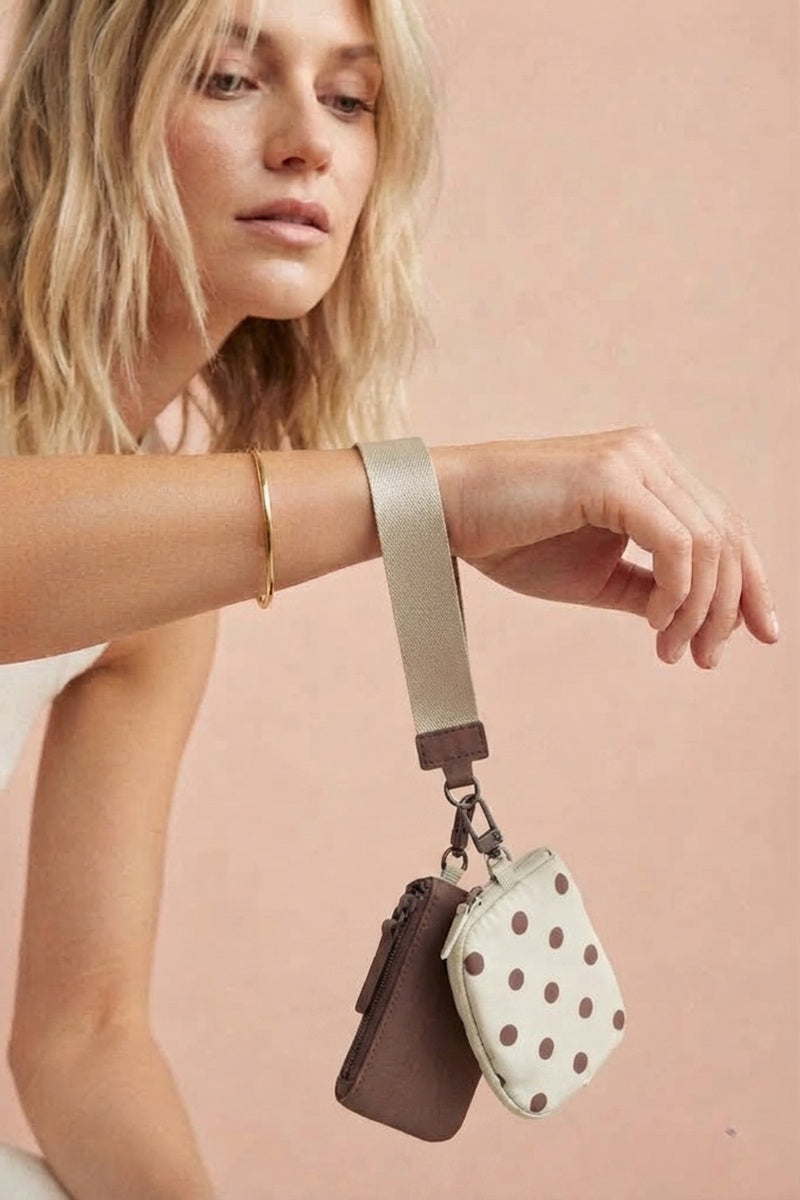 Polka Dot Duo Wristlet Keychain Wallet