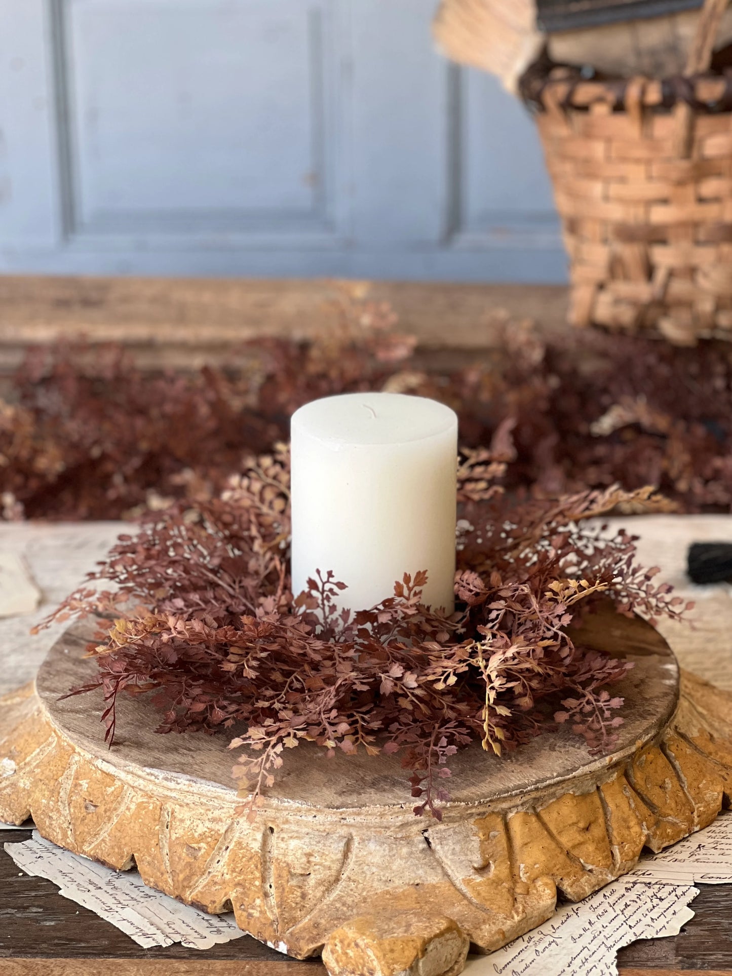 Tattersall Leaves Candle Ring Fall Ombre - 5" Inner