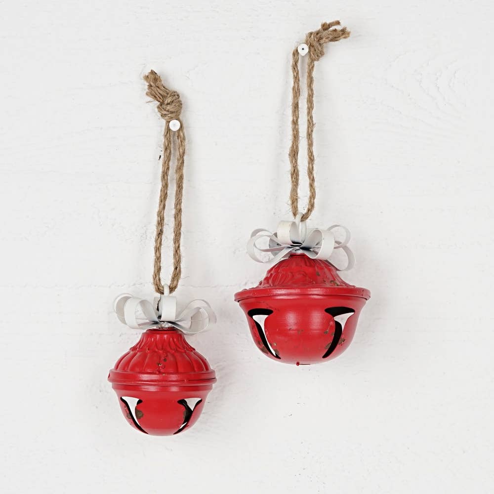 Vintage Style Bell With Metal Bow Ornament - 2 Sizes